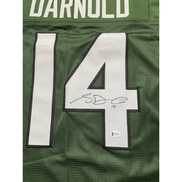 SAM DARNOLD Green New York Jets Autographed Jersey #14 Beckett WB81081 QB JETS - Picture 10 of 12